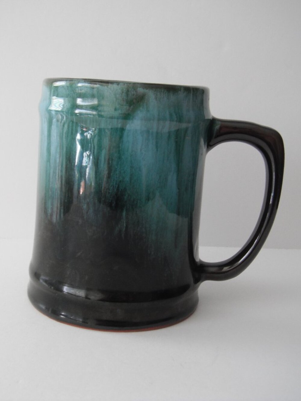 Vintage Blue Mountain Pottery Beer Stein Mug Green/Black Drip Glaze Ceramic